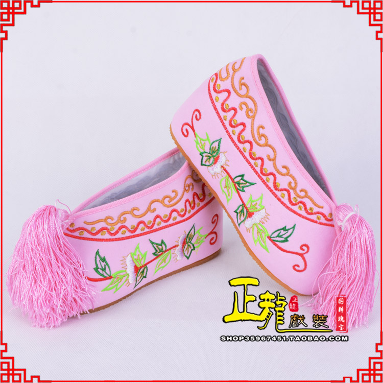 南阳花旦鞋女绣花彩鞋 舒适款草花内高彩鞋
