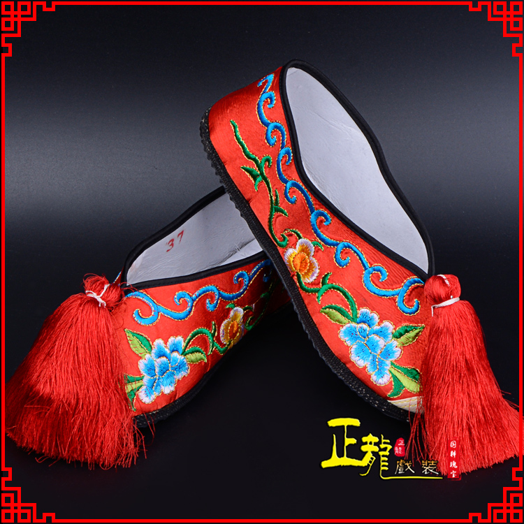 南阳京剧越剧戏曲彩鞋花旦绣花 普平底彩鞋